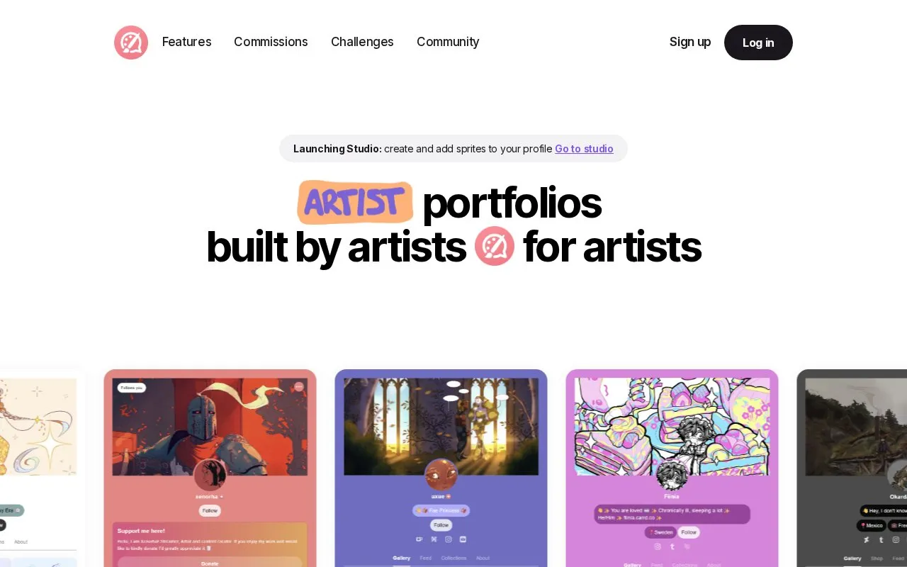 Artfol homepage screenshot