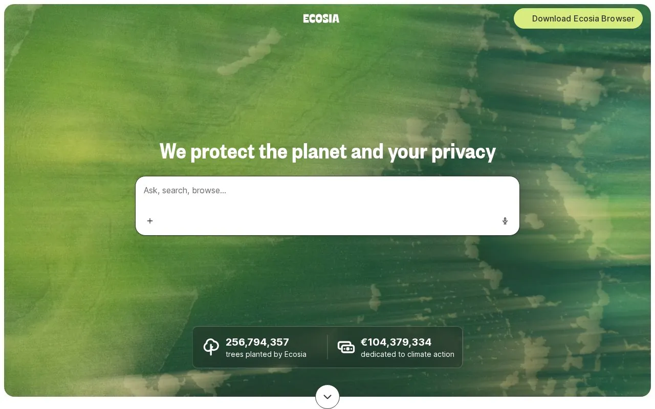 Ecosia homepage screenshot
