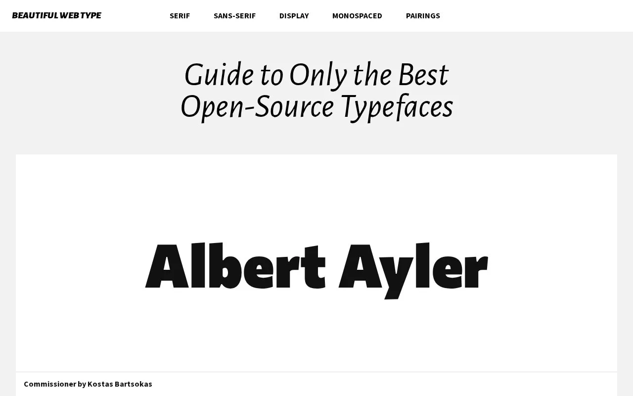 Beautiful Web Type homepage screenshot