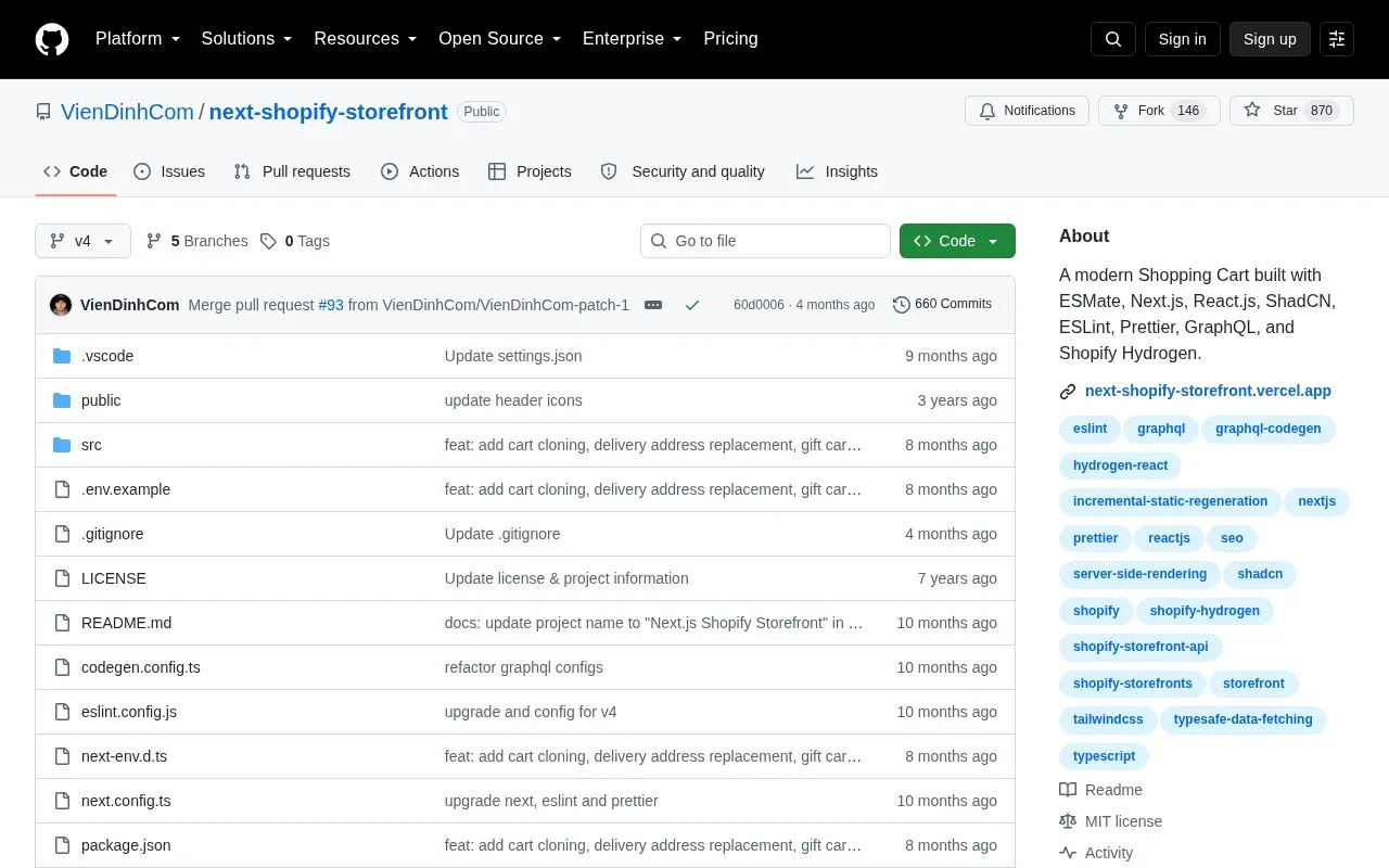 next-shopify-storefront homepage screenshot