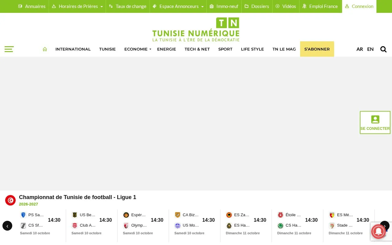 Tunisie Numerique homepage screenshot