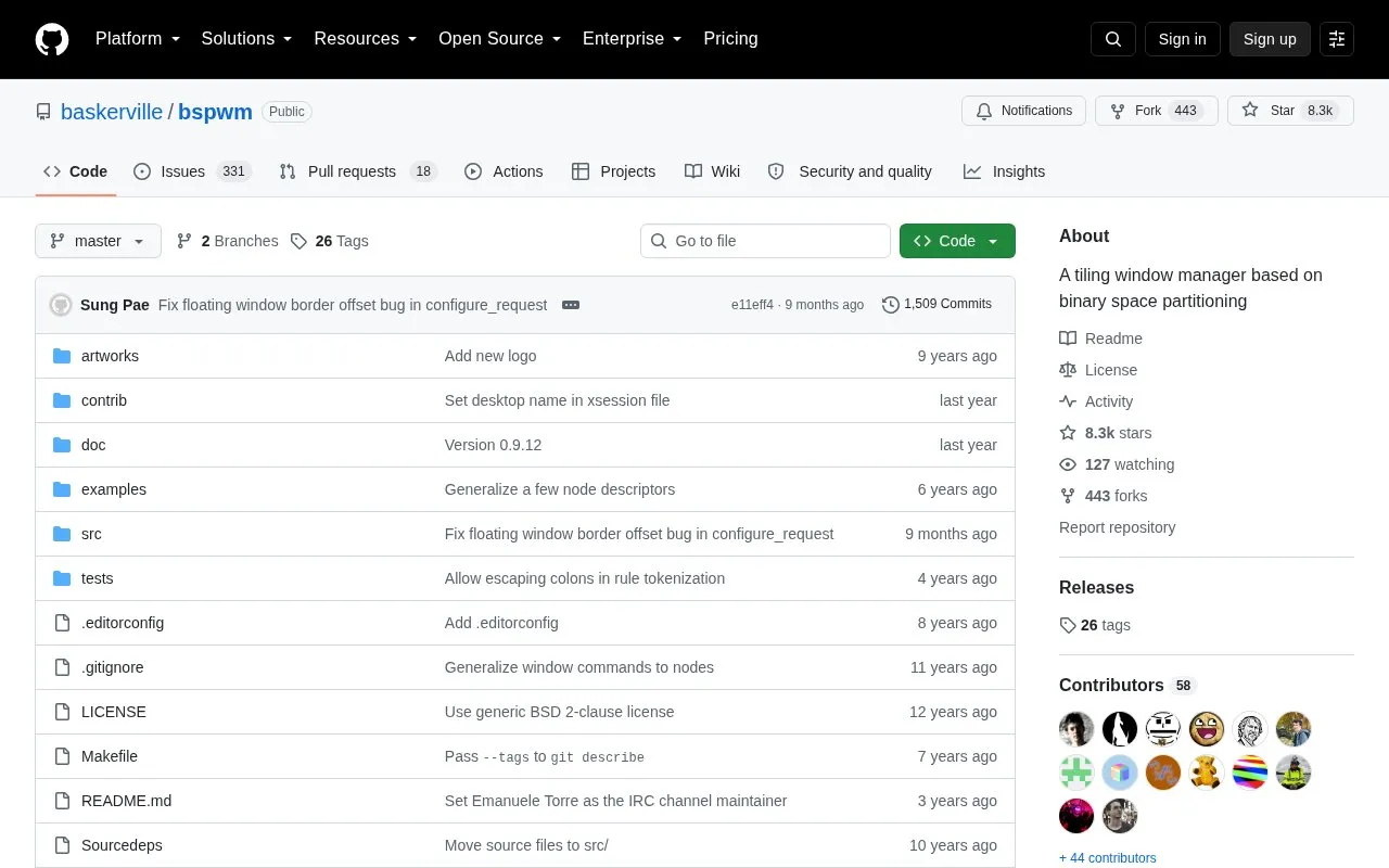 BSPWM homepage screenshot