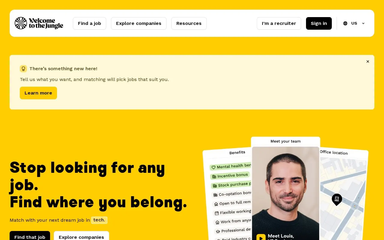 Welcome To The Jungle homepage screenshot