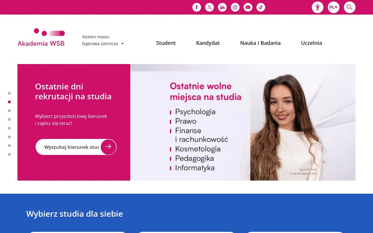 WSB University homepage screenshot