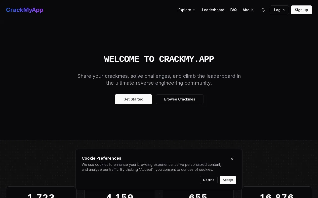 CrackMyApp homepage screenshot