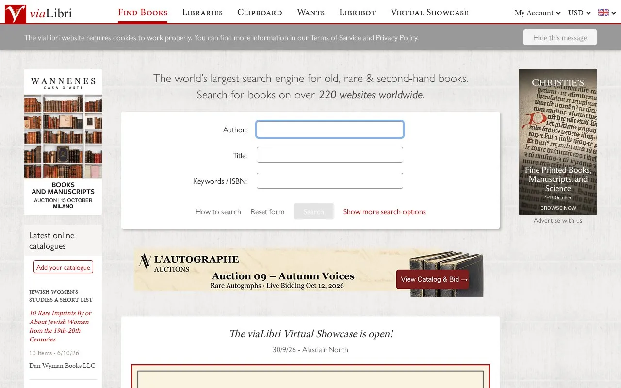 viaLibri homepage screenshot