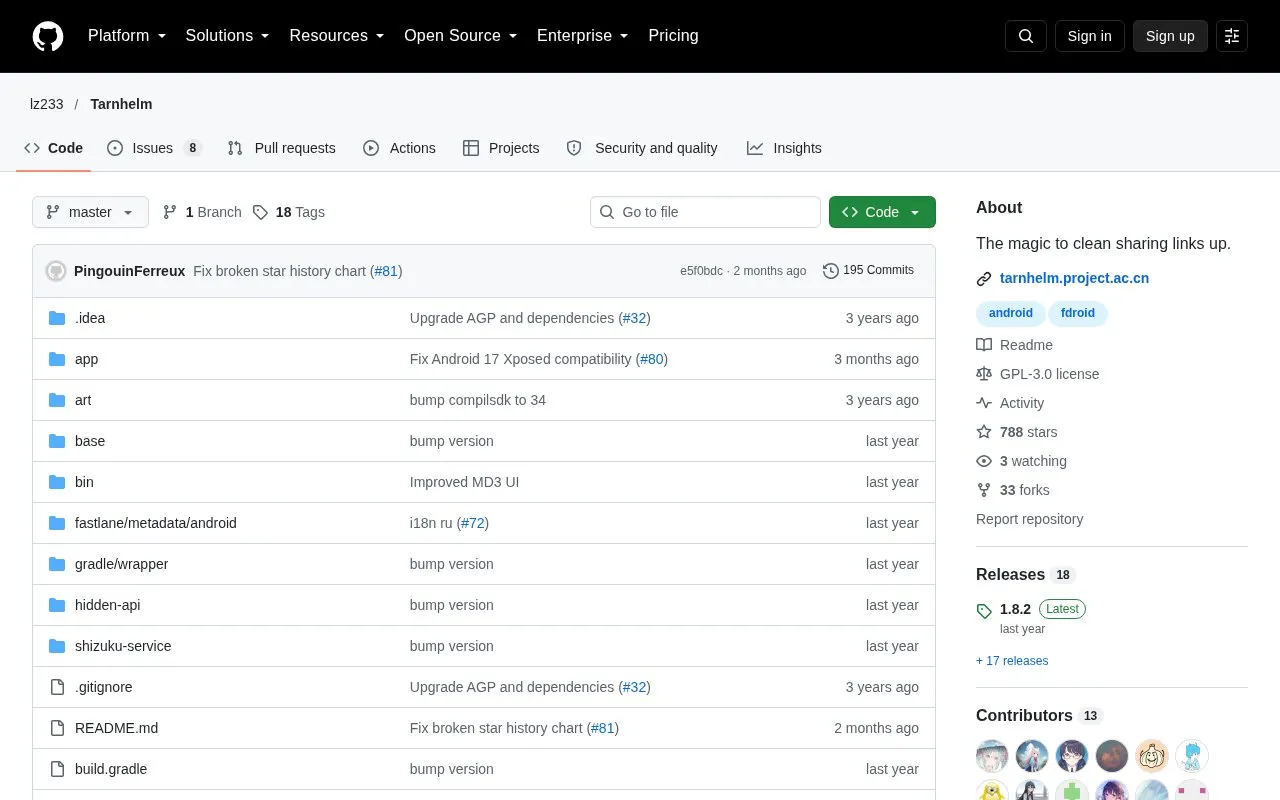 Tarnhelm homepage screenshot