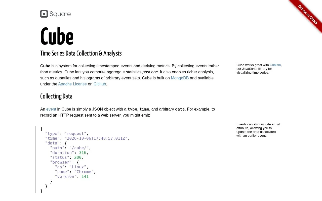 Cube homepage screenshot