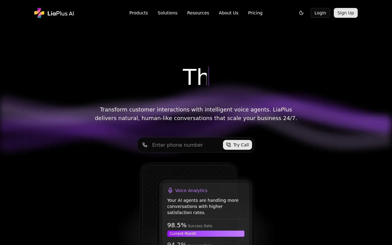 LiaPlus AI homepage screenshot