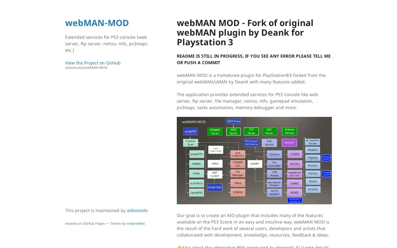 webMAN-MOD homepage screenshot