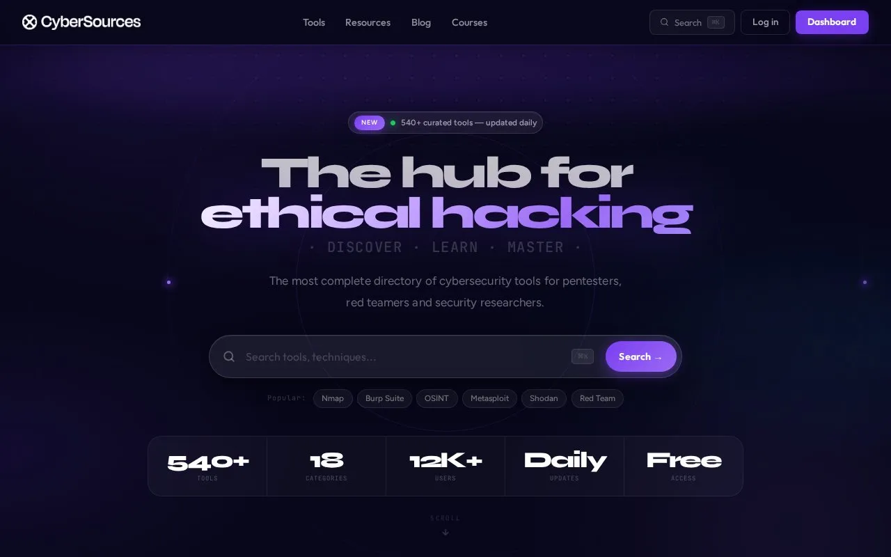 CybersecResources homepage screenshot