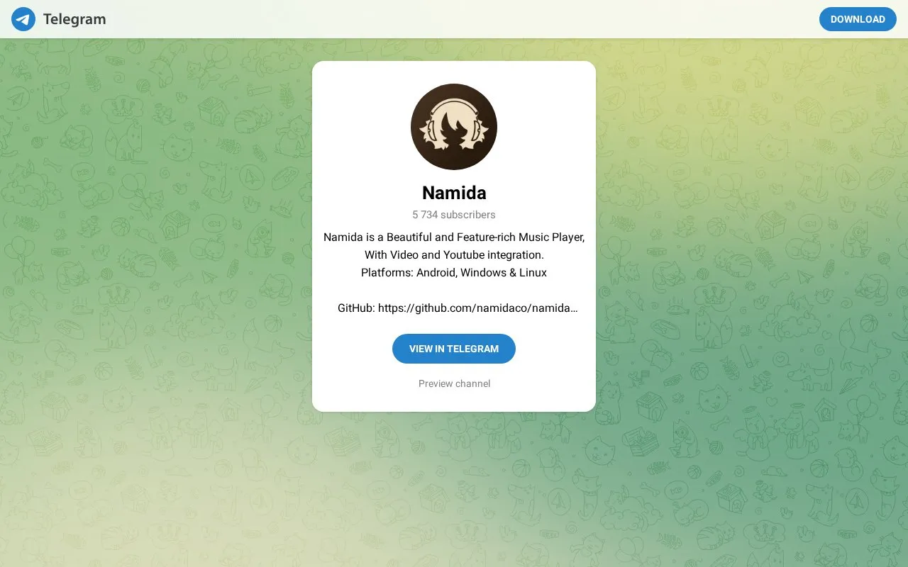 Namida Official homepage screenshot