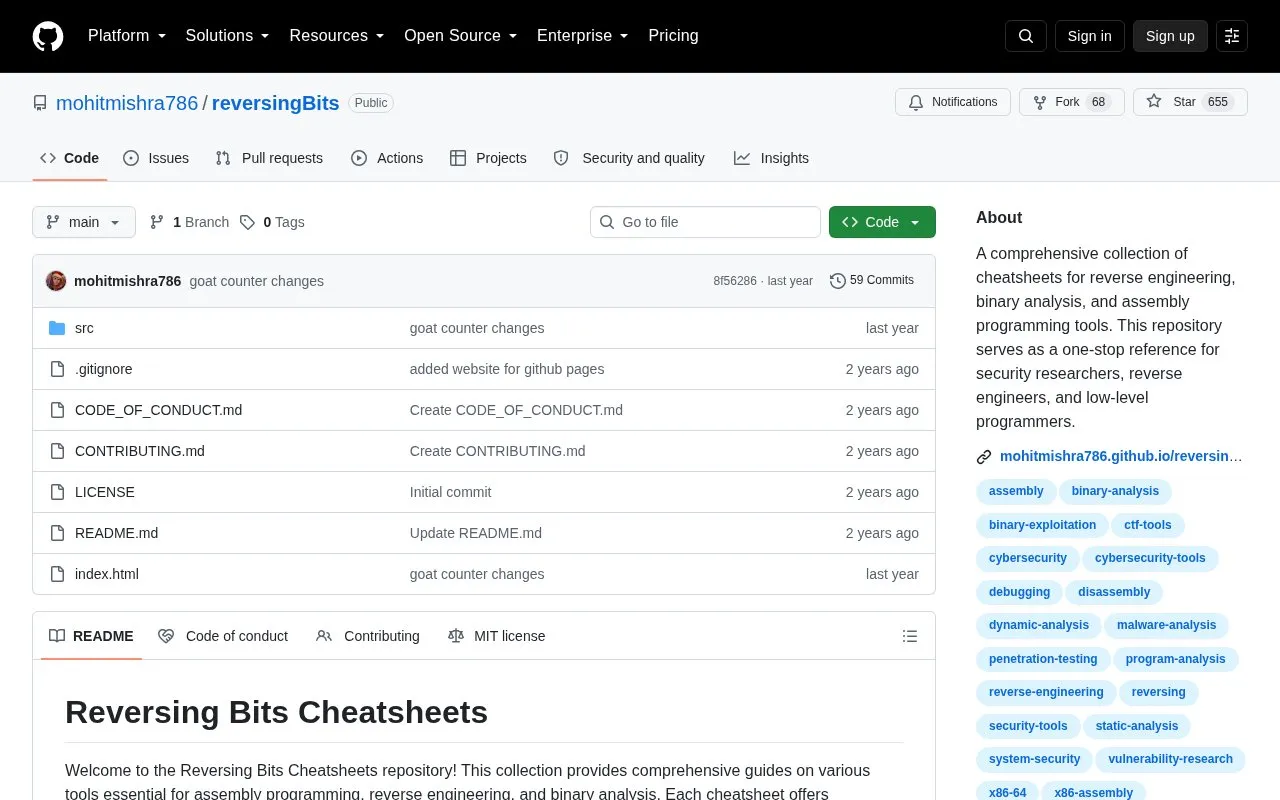Reversing Bits homepage screenshot