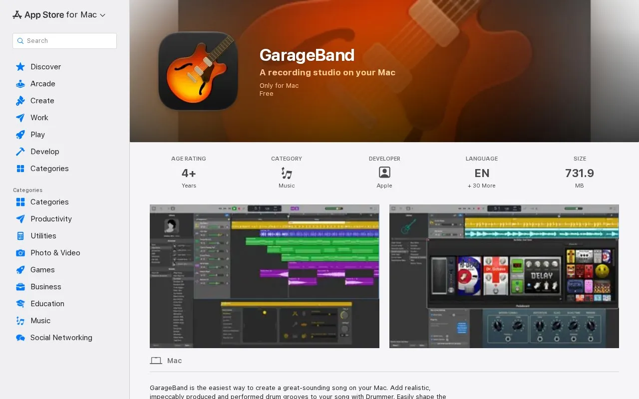 Garageband homepage screenshot