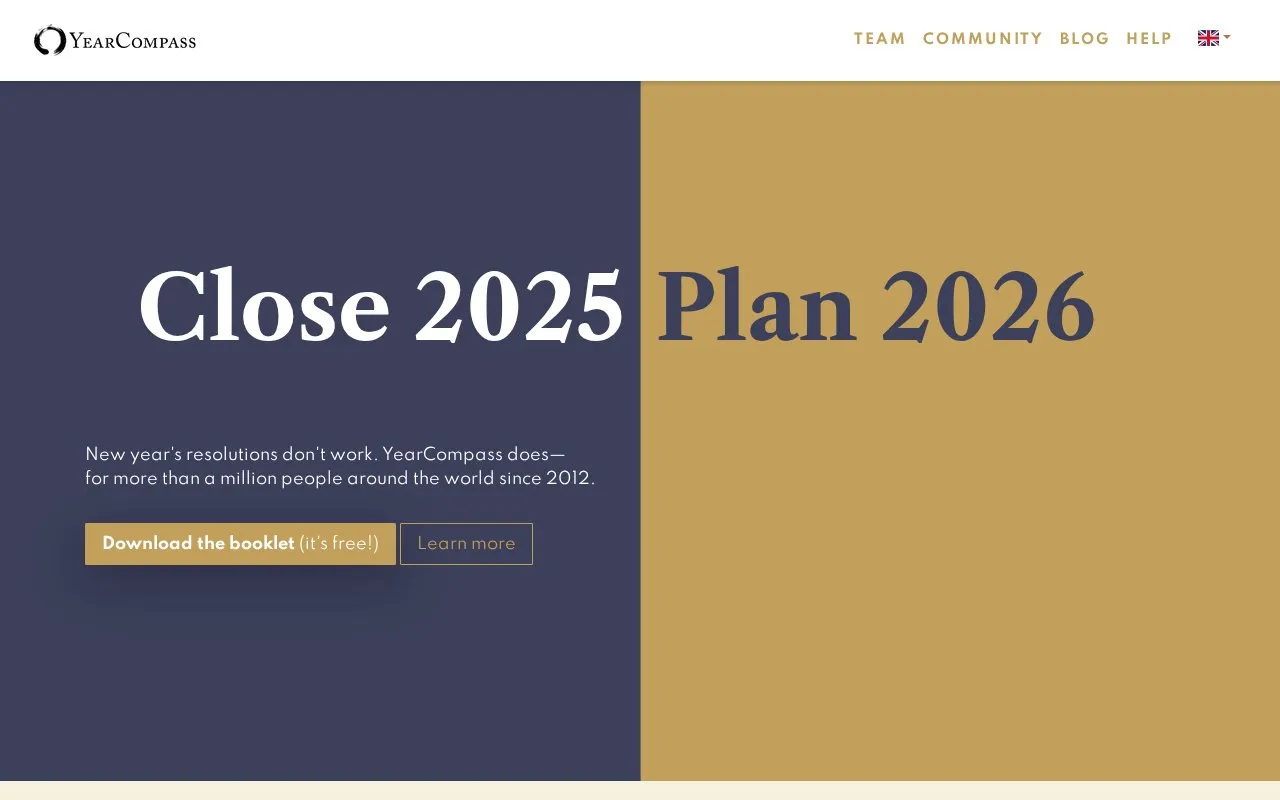 YearCompass homepage screenshot