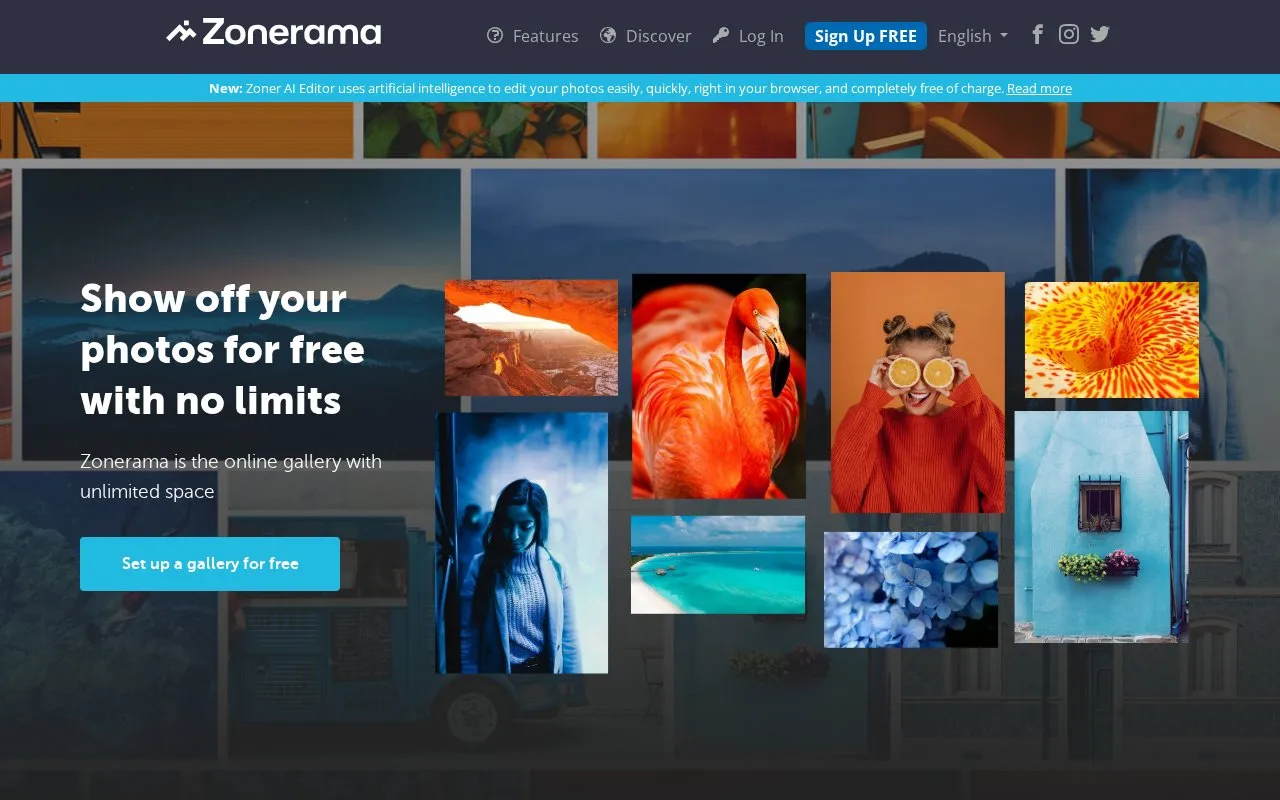 Zonerama homepage screenshot