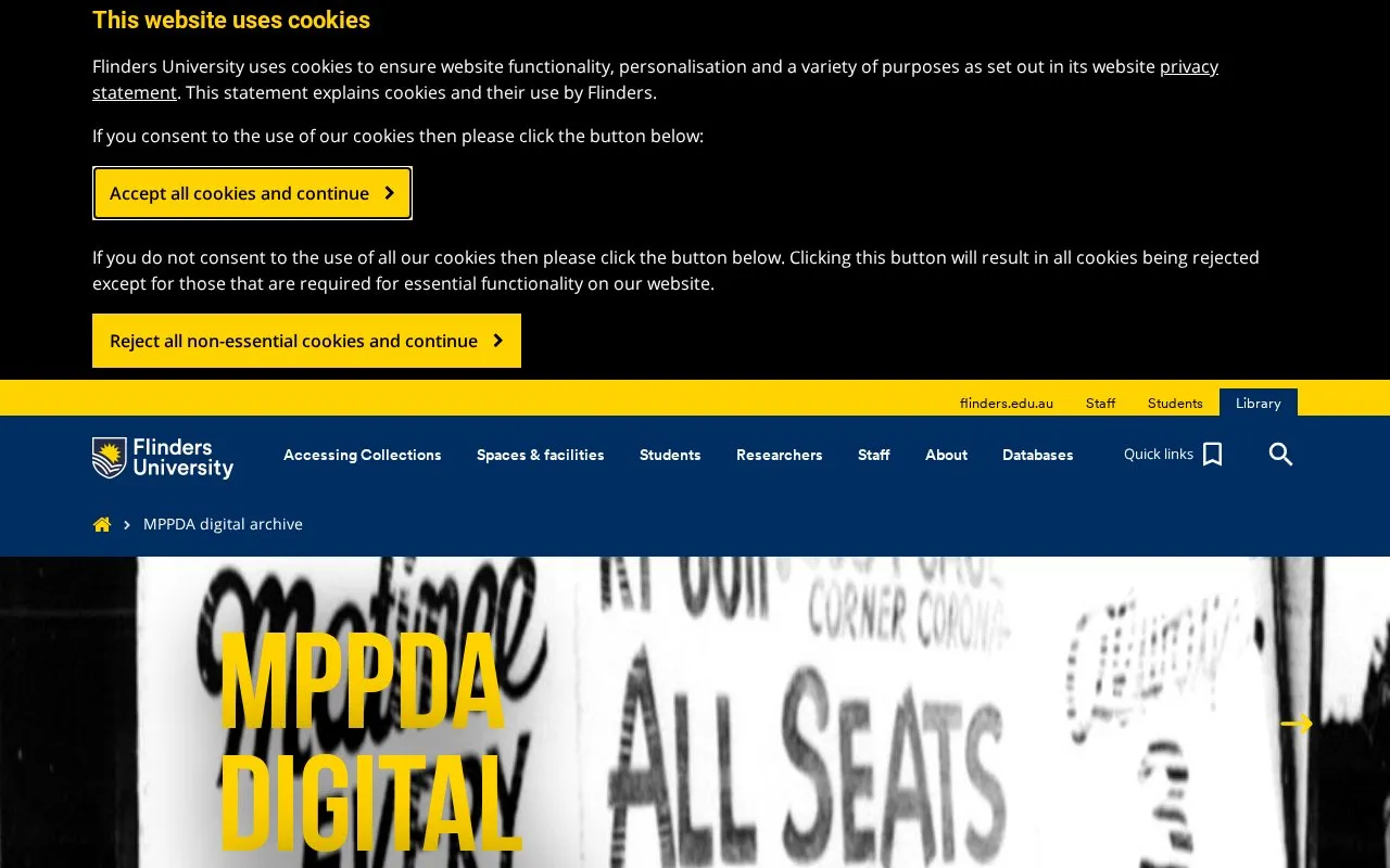 MPPDA Digital Archive homepage screenshot