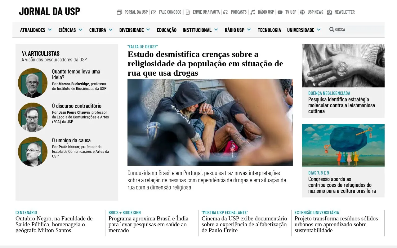 Jornal da USP homepage screenshot
