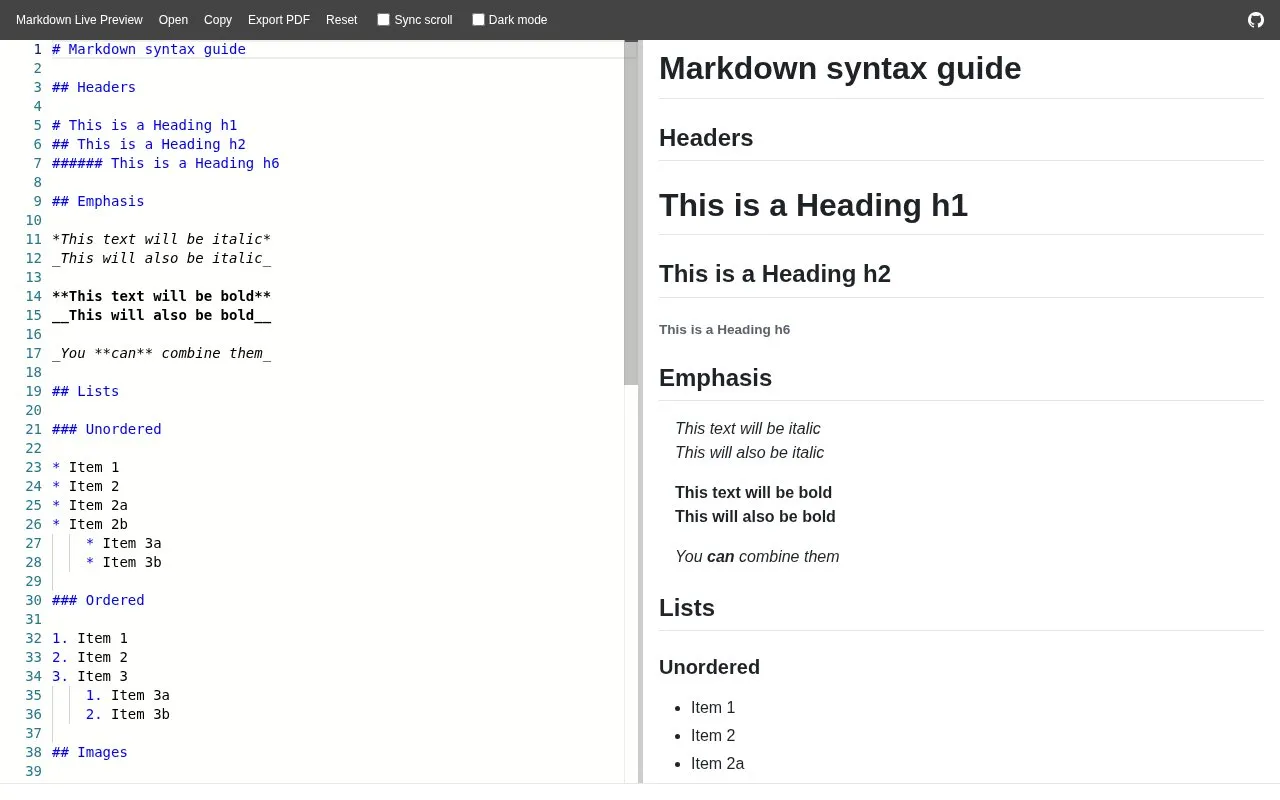 MarkdownLivePreview homepage screenshot
