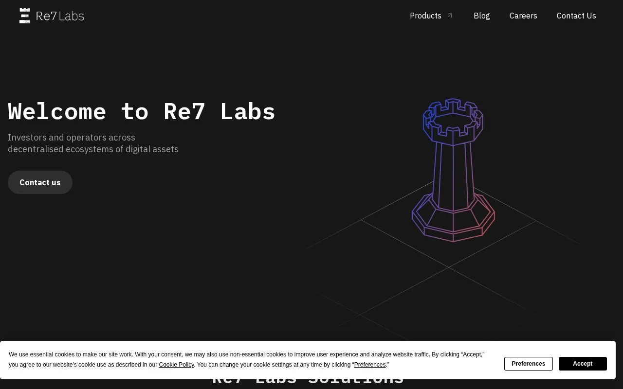 Re7 Labs homepage screenshot