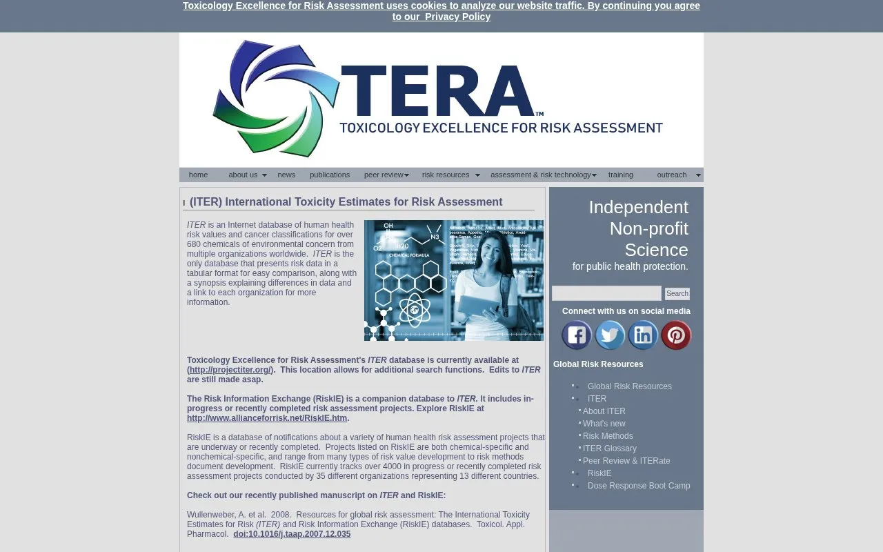 Toxicology Excellence for Risk Assessment homepage screenshot