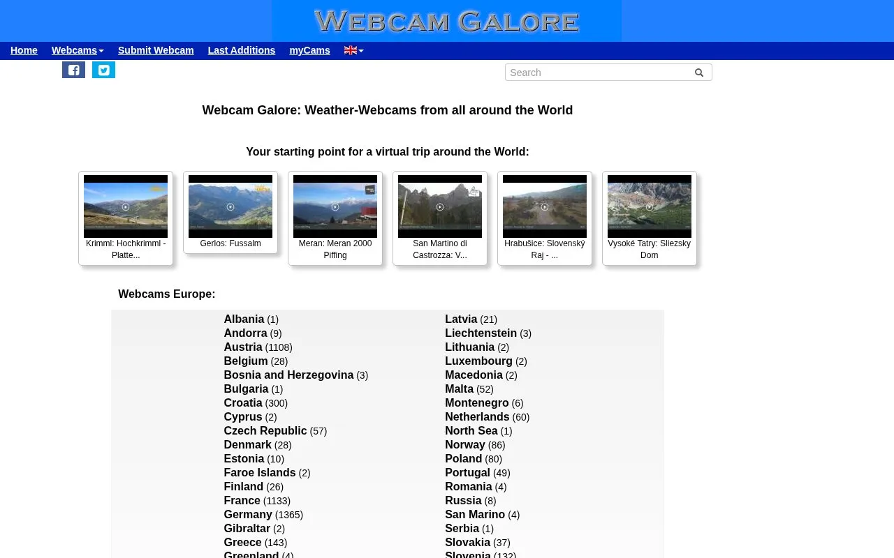 WebcamGalore homepage screenshot