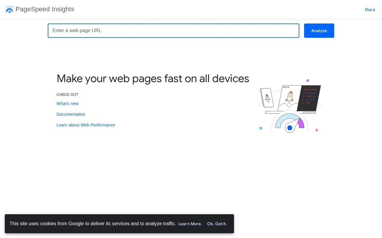 PageSpeed homepage screenshot