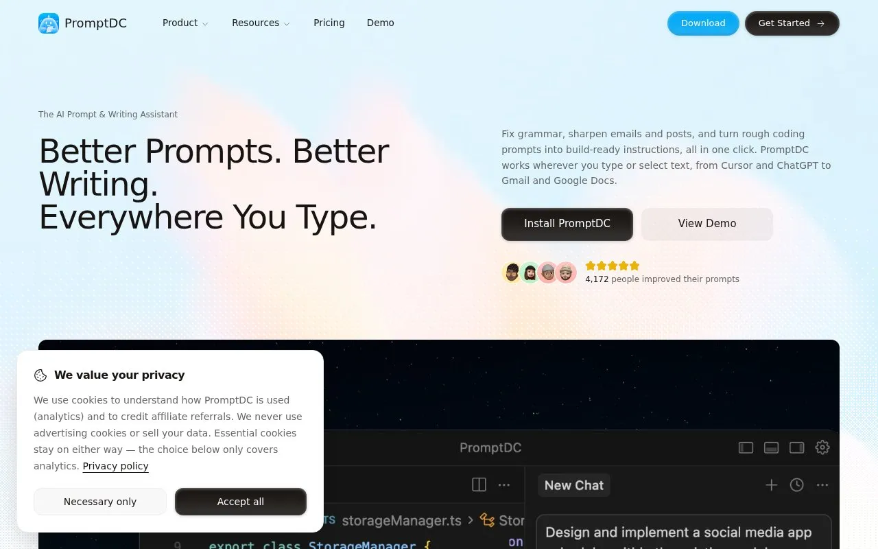 PromptDC homepage screenshot