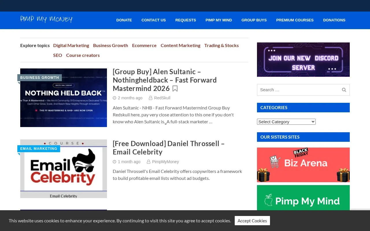 Pimp My Money homepage screenshot