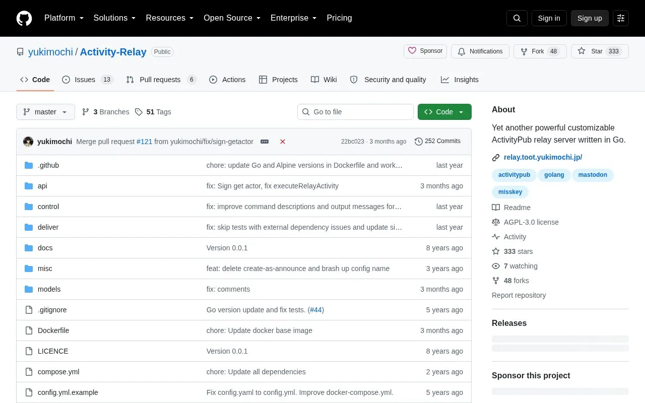 Activity-Relay homepage screenshot
