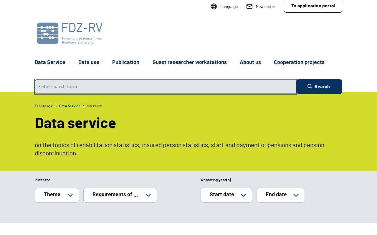Forschungsdatenzentrum der Rentenversicherung homepage screenshot