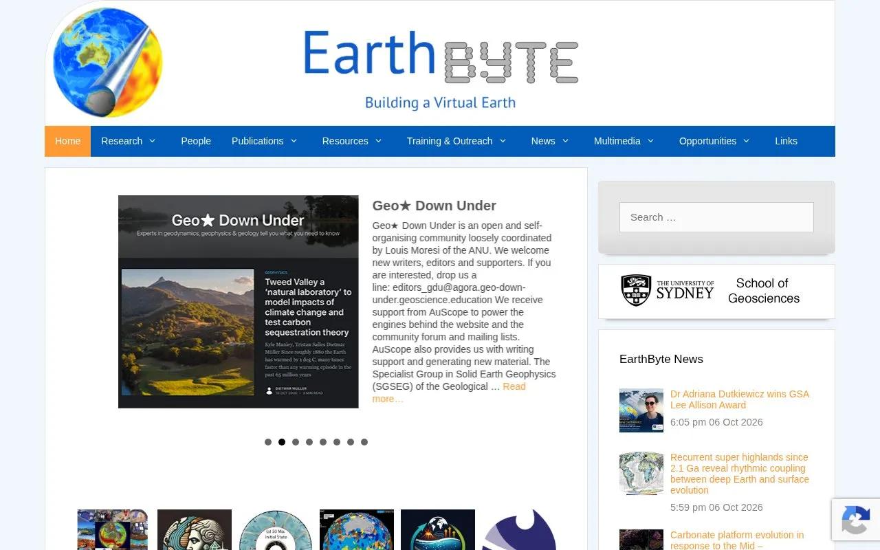 EarthByte homepage screenshot