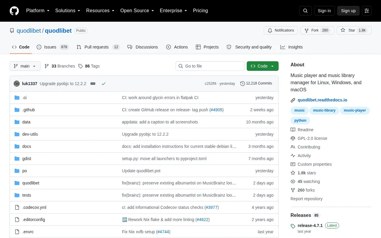 quodlibet homepage screenshot