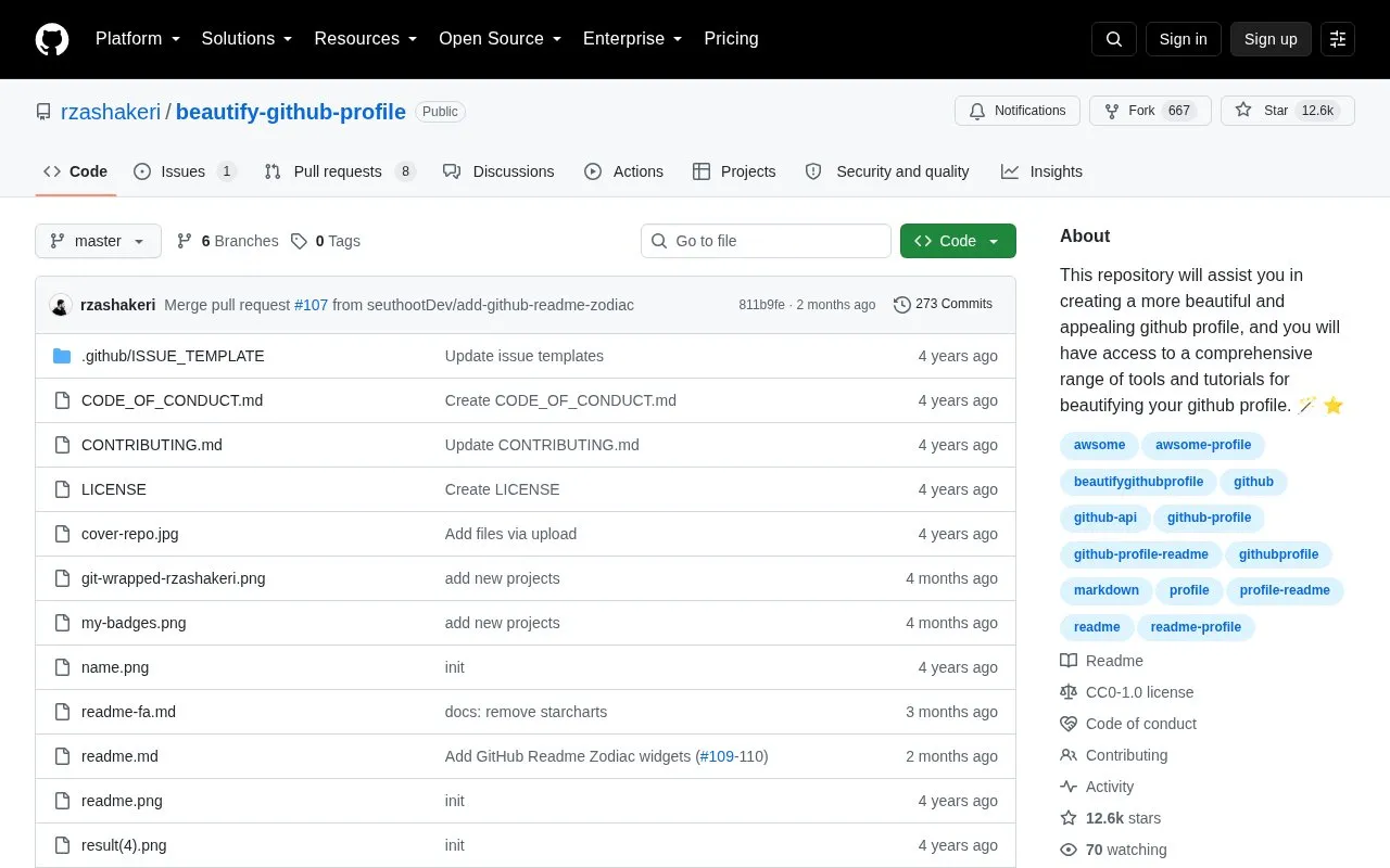 Beautify GitHub Profile homepage screenshot