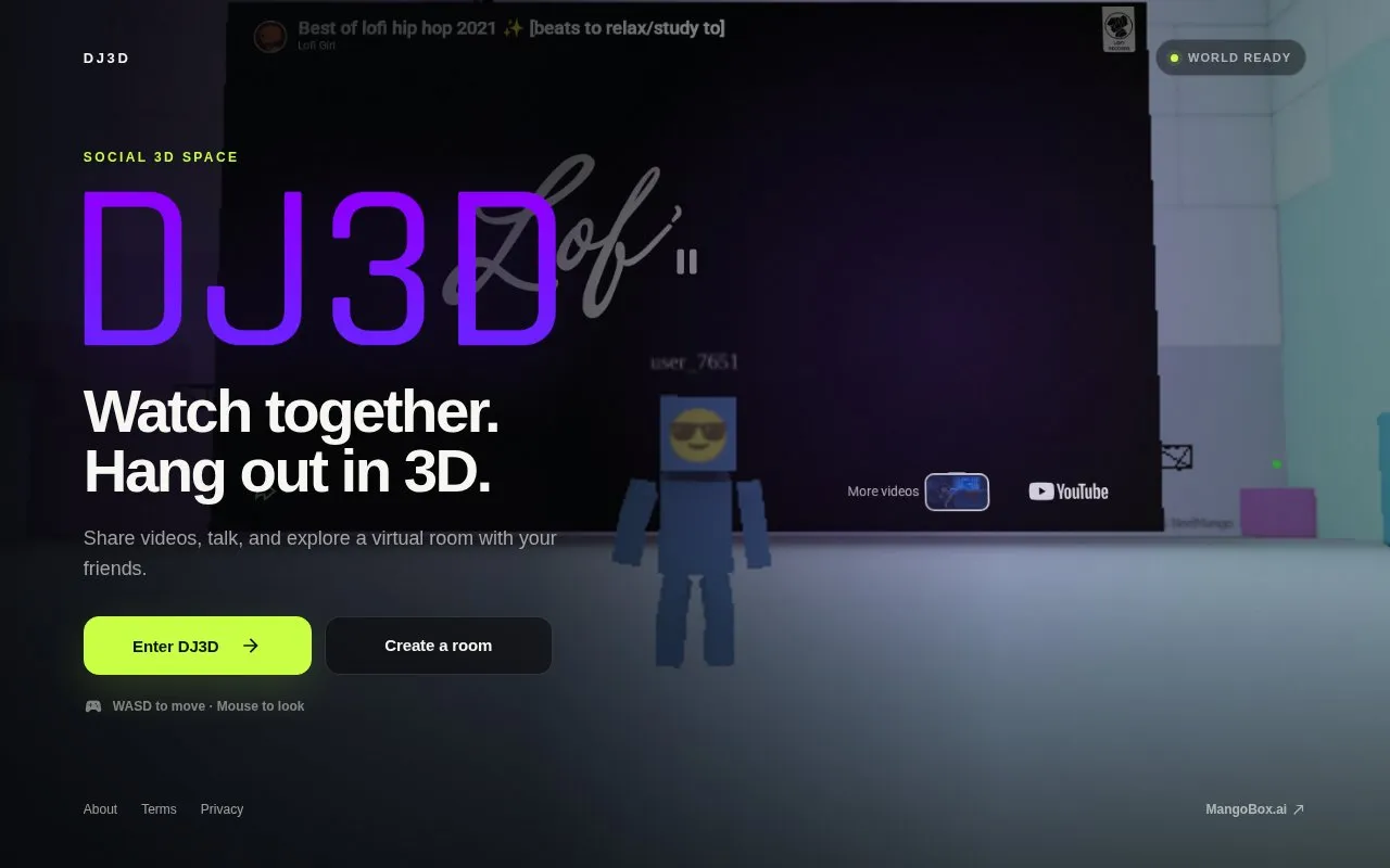 DJ3D homepage screenshot