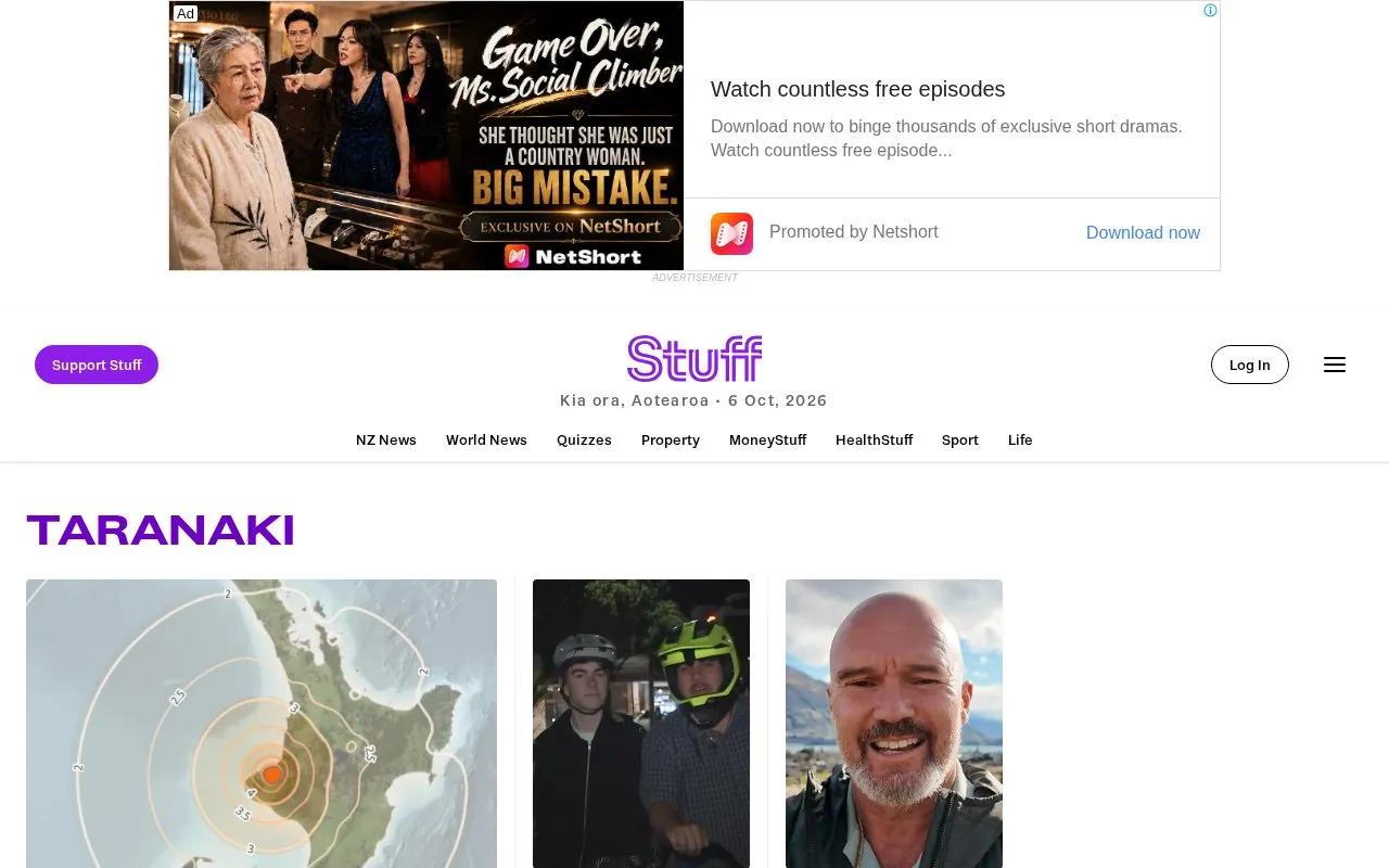 Taranaki Daily News homepage screenshot