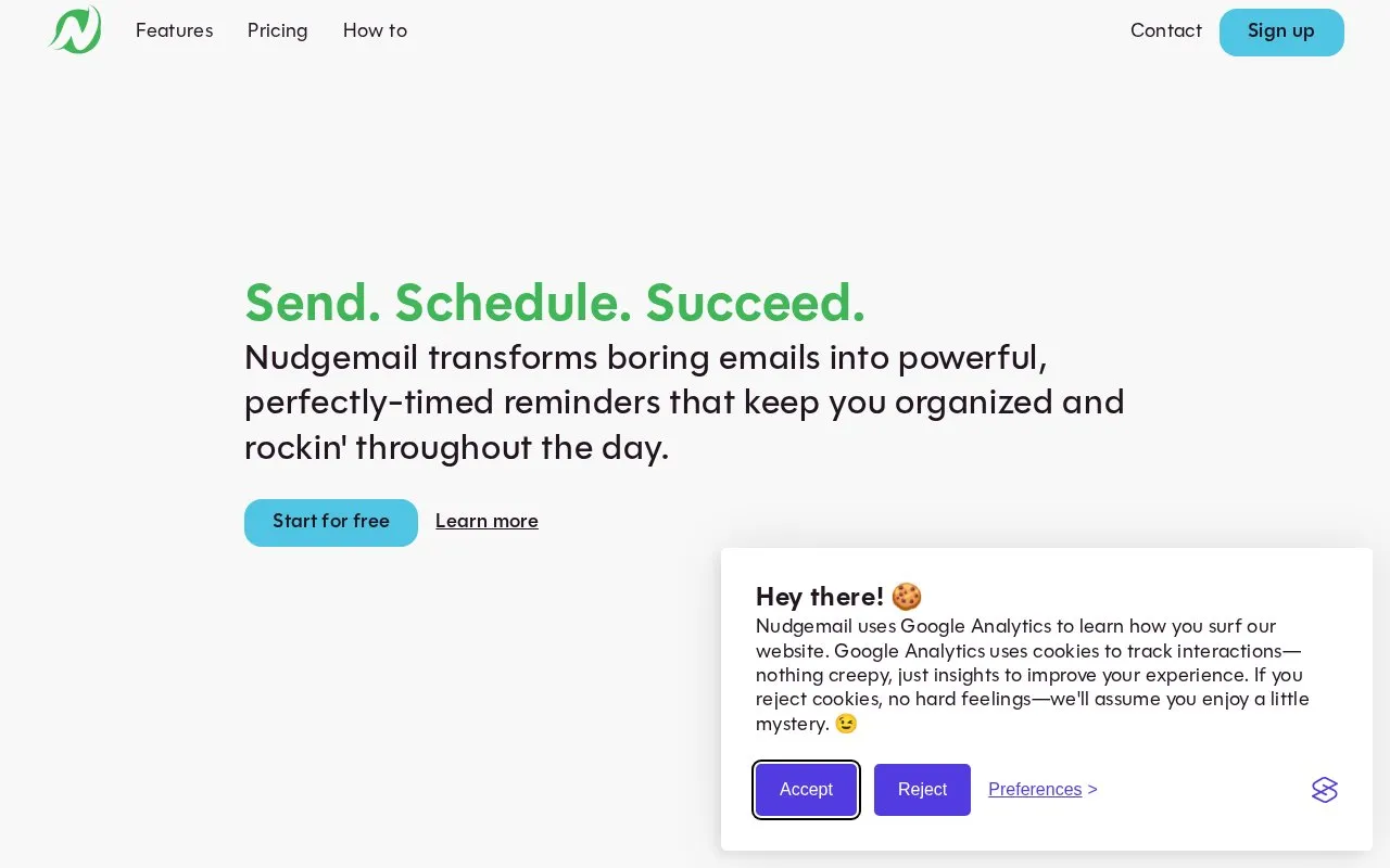 Nudgemail homepage screenshot