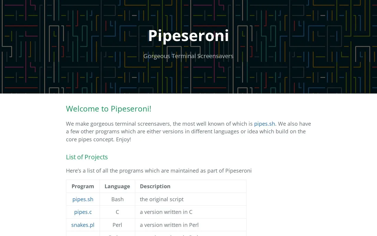 pipes.sh homepage screenshot