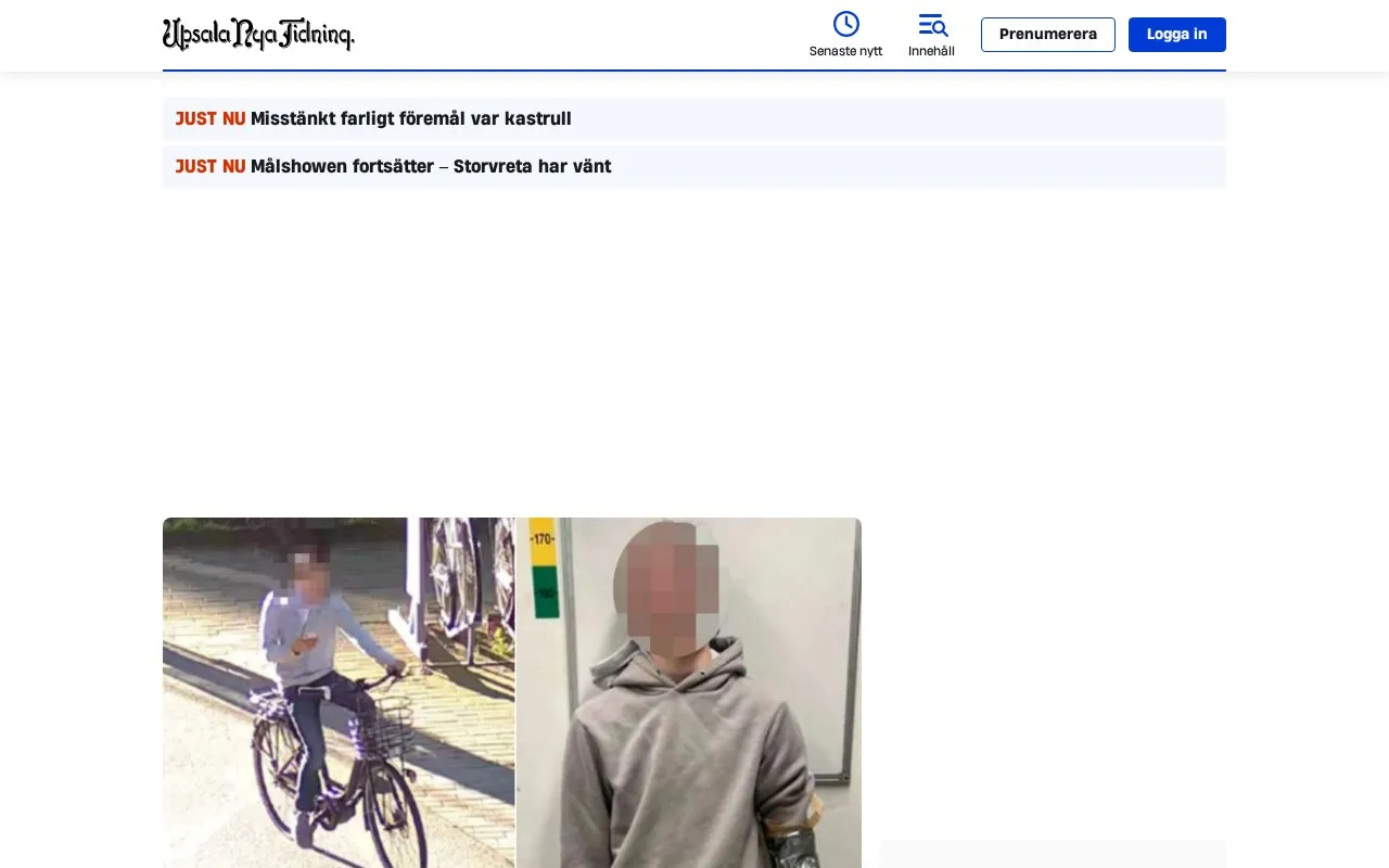 Upsala Nya Tidning homepage screenshot