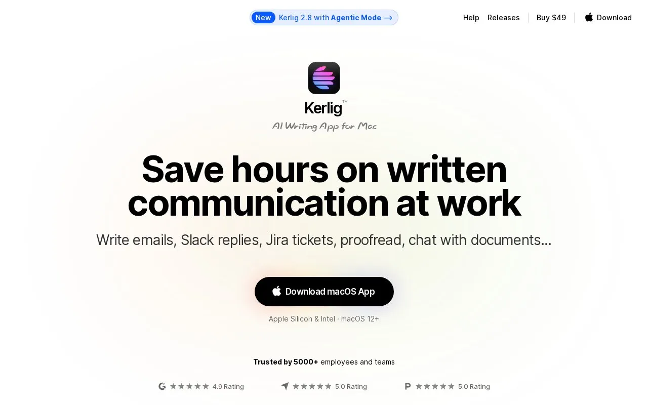 Kerlig homepage screenshot