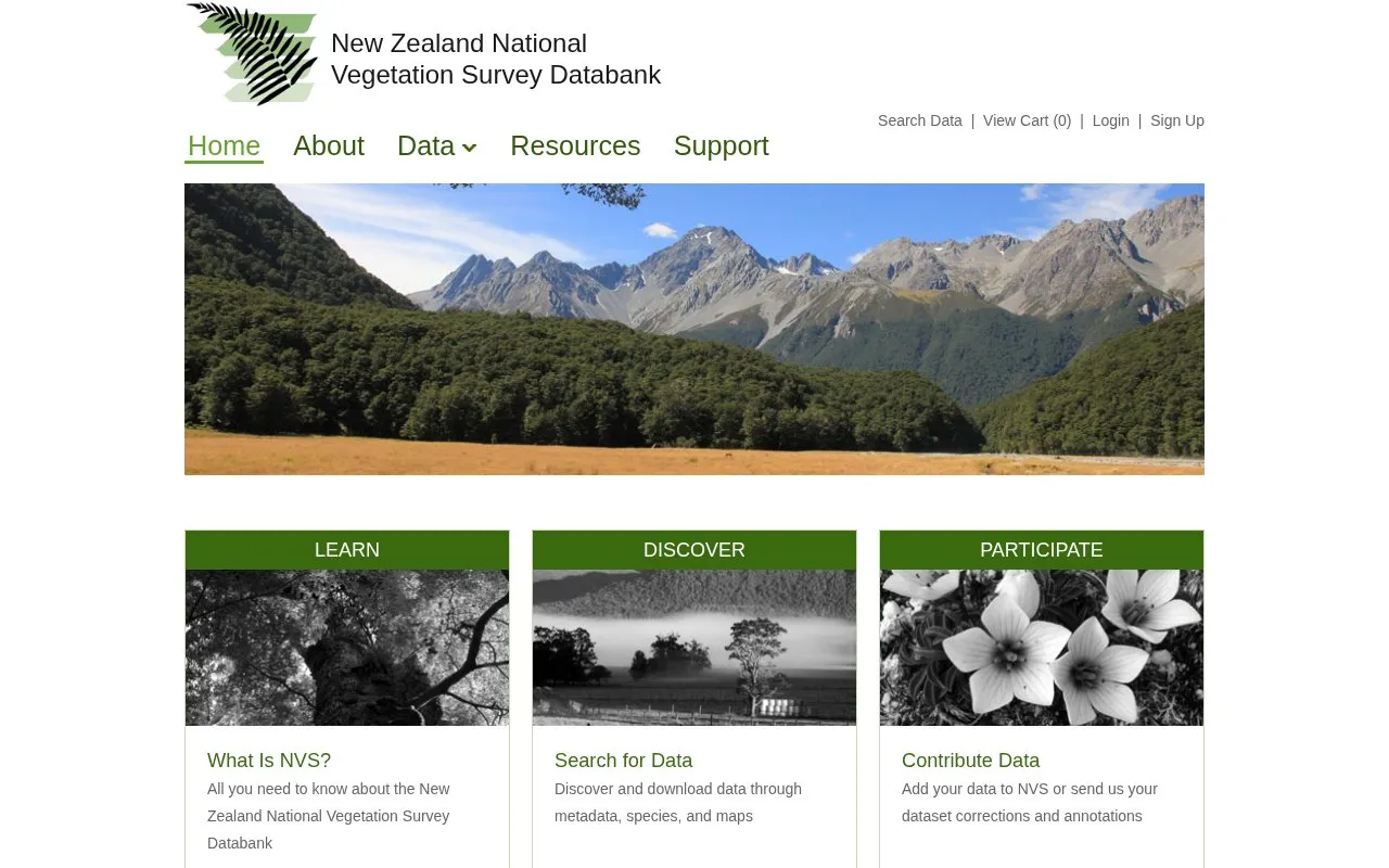 National Vegetation Survey Databank homepage screenshot