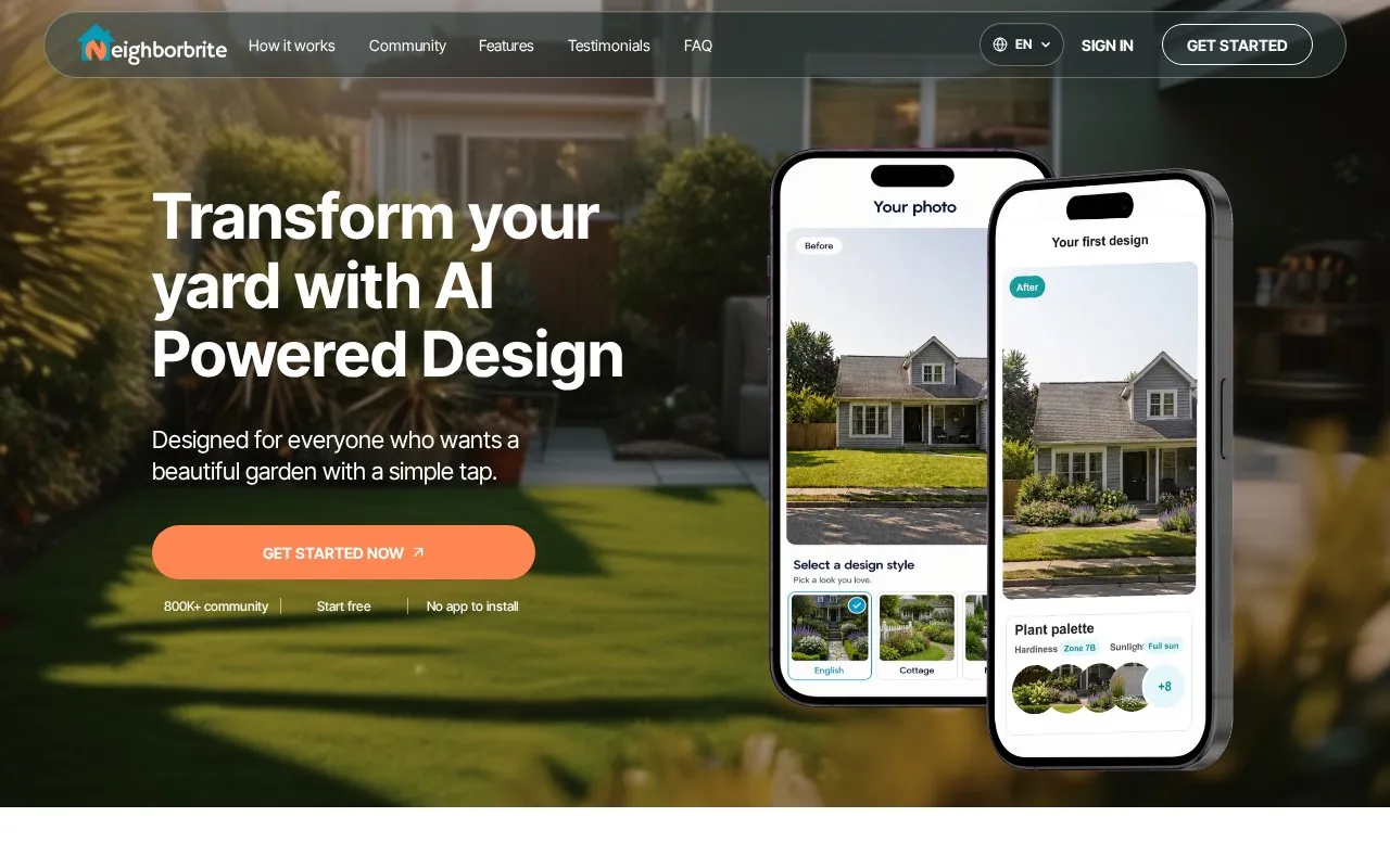 Neighborbrite homepage screenshot