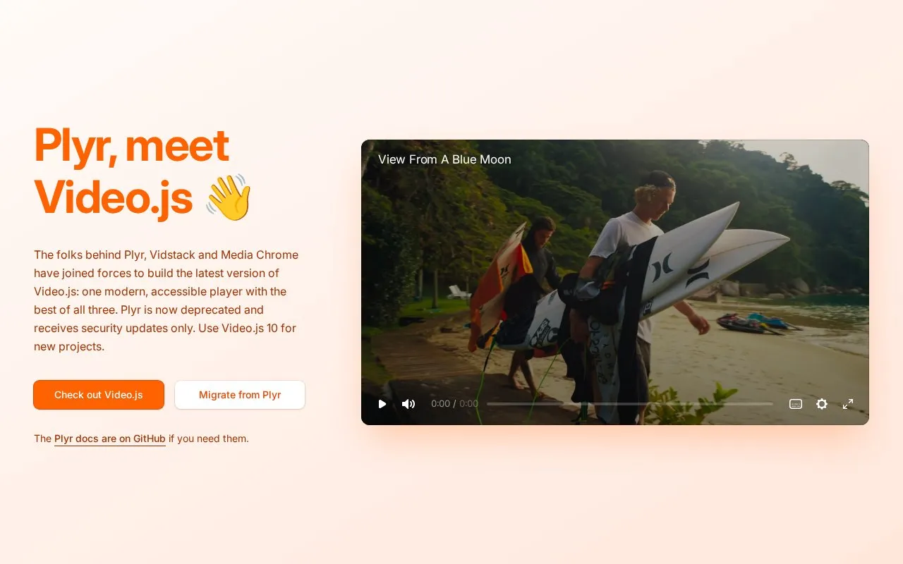 Plyr homepage screenshot