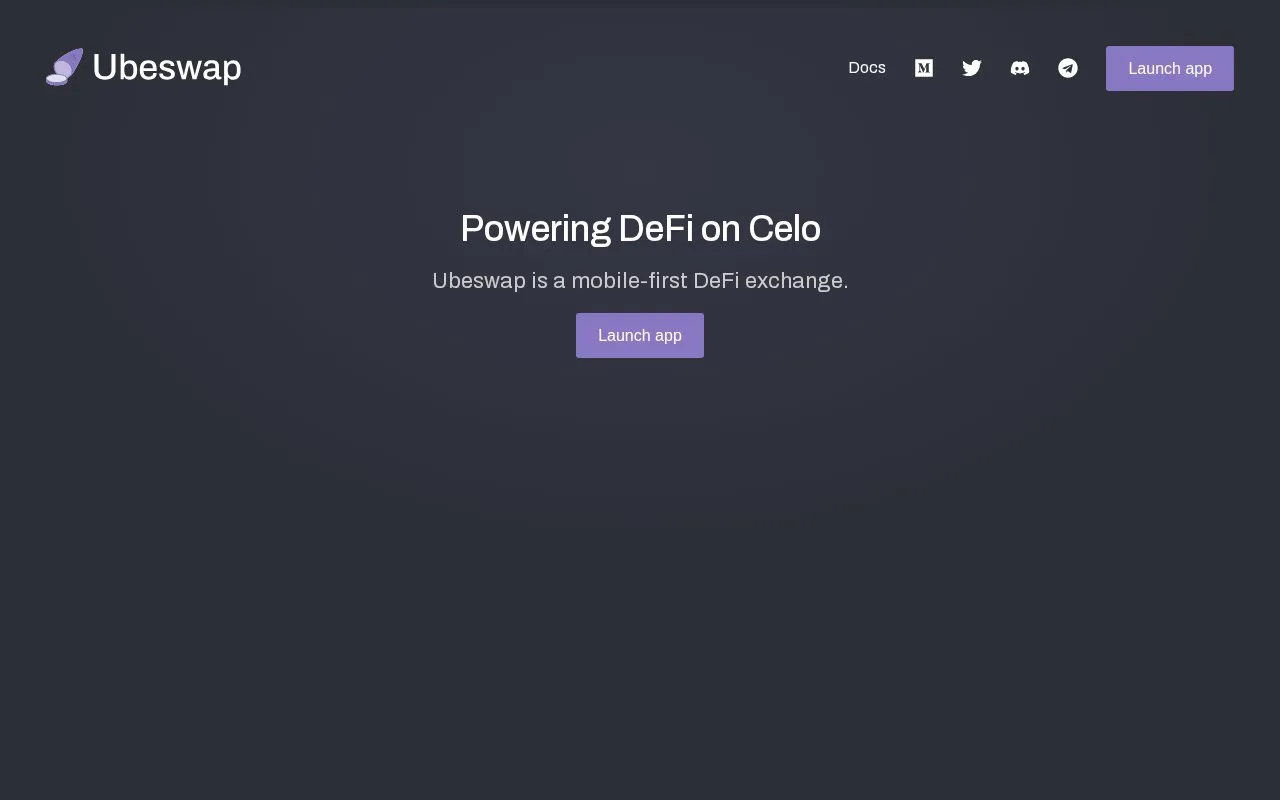 Ubeswap V2 homepage screenshot