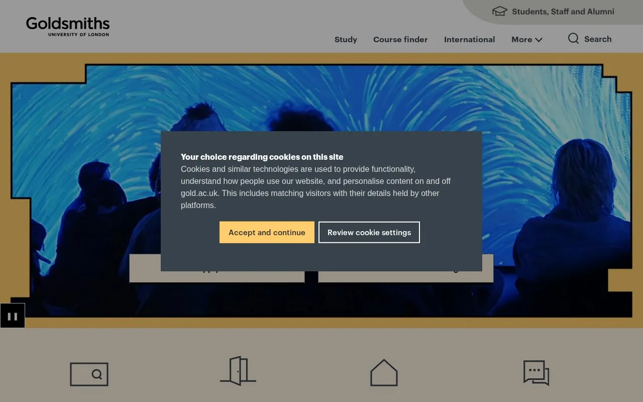 Goldsmiths, University of London homepage screenshot