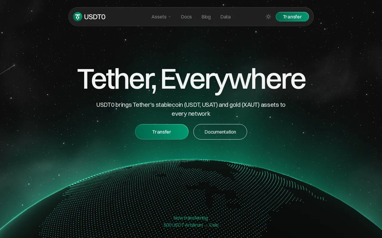 USDT0 homepage screenshot