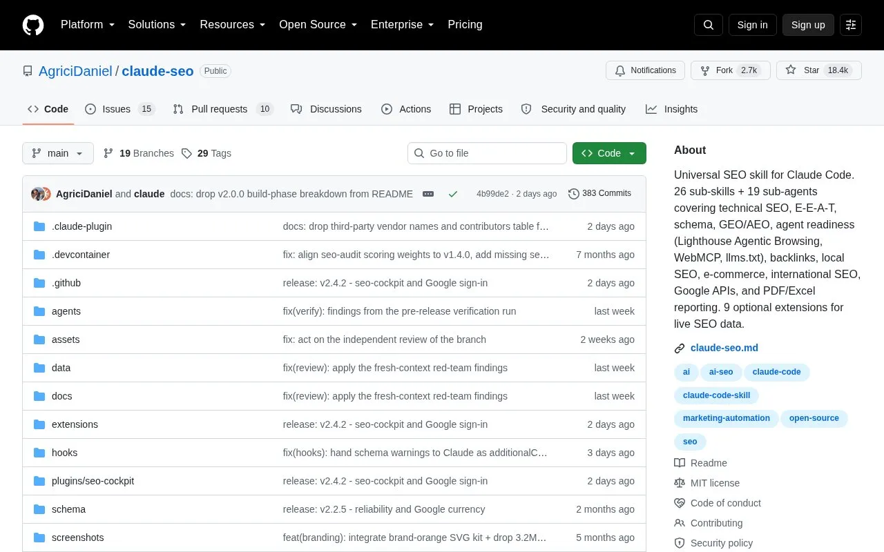 claude-seo homepage screenshot