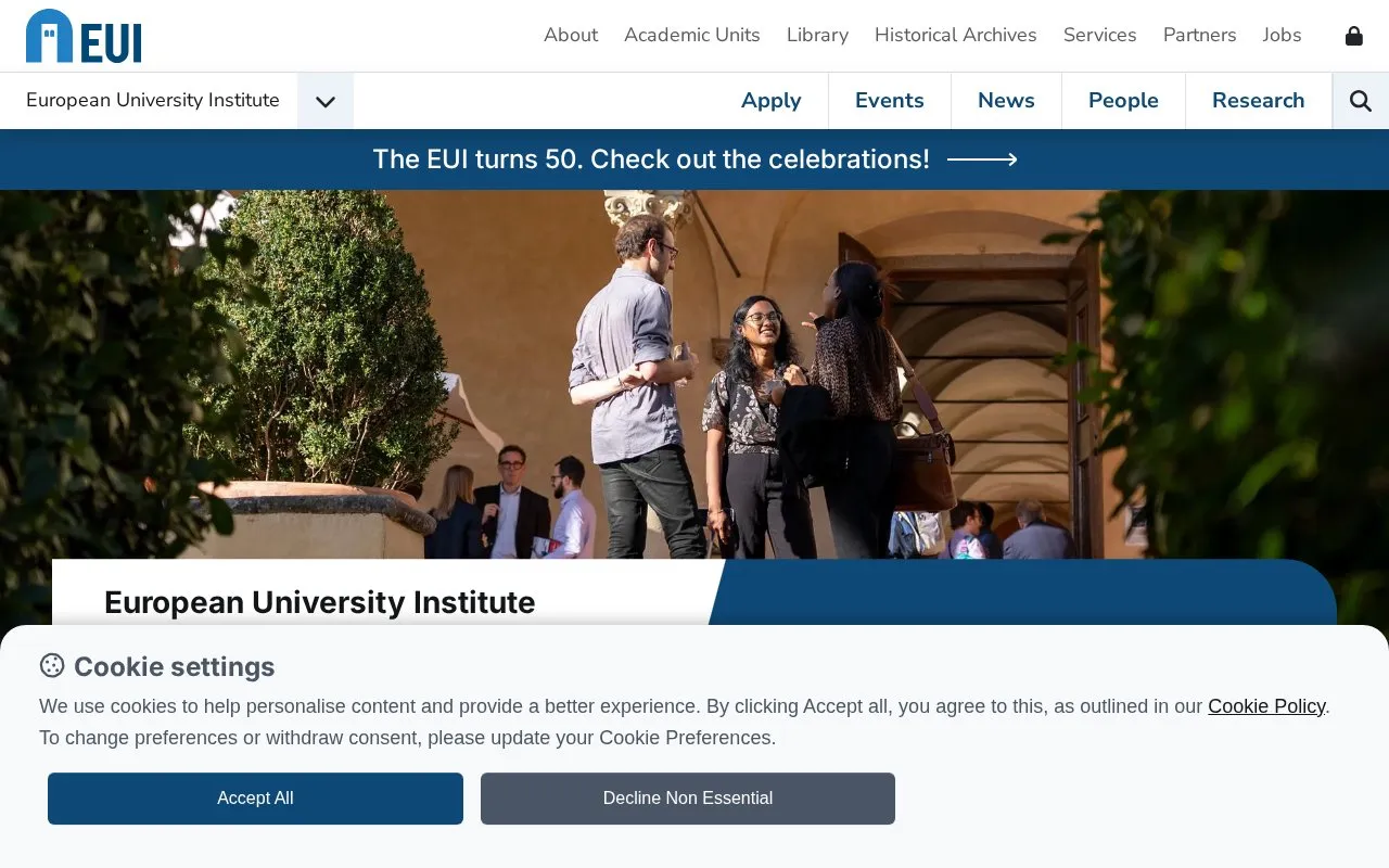 European University Institute homepage screenshot