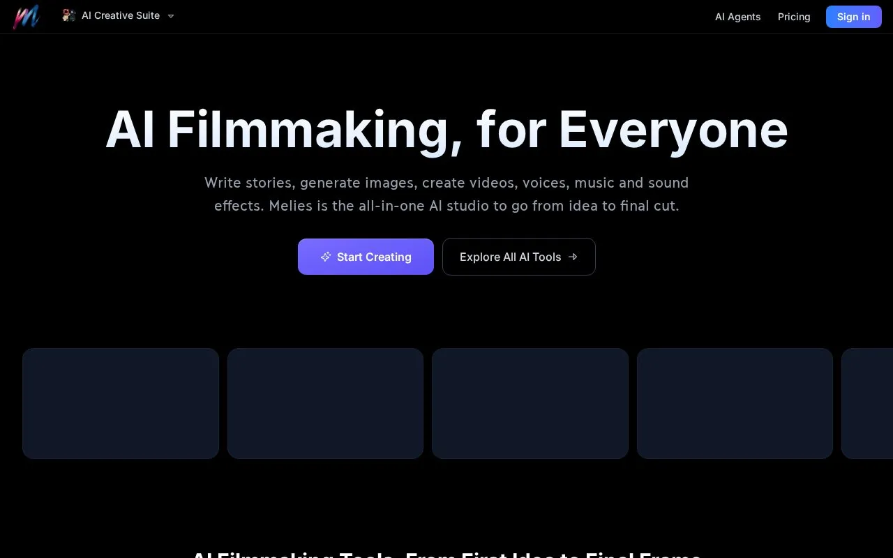 Melies homepage screenshot