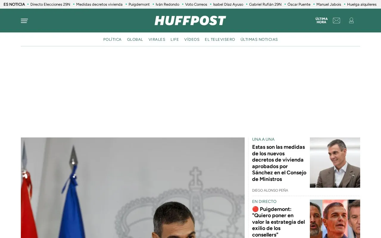 El HuffPost homepage screenshot